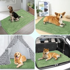 Heeyoo Absorbent Non-Slip Washable Chenille Dog Door Mat, Green, 24 x 17-in slide 2 of 8