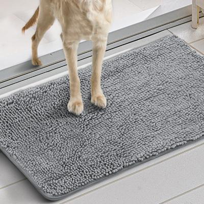 Show full view: Heeyoo Absorbent Non-Slip Washable Chenille Dog Door Mat, Grey, 32 x 20-in slide 3 of 9