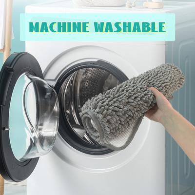 Show full view: Heeyoo Absorbent Non-Slip Washable Chenille Dog Door Mat, Grey, 32 x 20-in slide 5 of 9