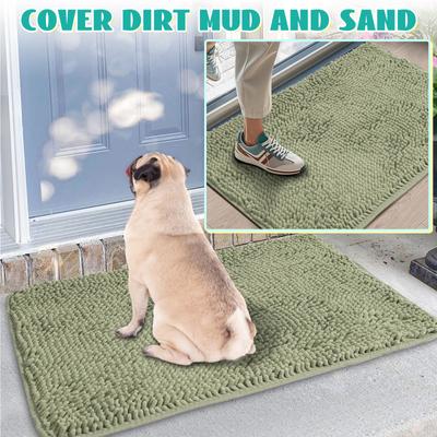 Show full view: Heeyoo Absorbent Non-Slip Washable Chenille Dog Door Mat, Camel, 24 x 17-in slide 6 of 9
