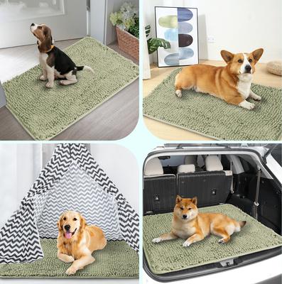 Show full view: Heeyoo Absorbent Non-Slip Washable Chenille Dog Door Mat, Camel, 24 x 17-in slide 7 of 9