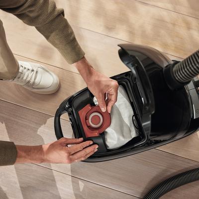 Show full view: Miele HyClean Air CO Guard M1 Vacuum Cleaner Bags, White with Red Collar slide 4 of 5