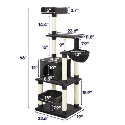 Show full view: Frisco 66-in Cat Tree with Bed, Condo, Lounge Basket & Top Perch, Dark Charcoal slide 2 of 8