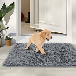 Heeyoo Absorbent Non-Slip Washable Chenille Dog Door Mat, Grey, 32 x 20-in