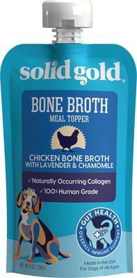 Show full view: Variety Pack - Solid Gold Turkey Bone Broth with Pumpkin & Ginger Dog Food Topper, Chicken with Lavender & Chamomile & Beef with Turmeric Flavors slide 5 of 10