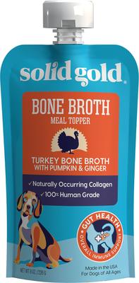 Show full view: Variety Pack - Solid Gold Turkey Bone Broth with Pumpkin & Ginger Dog Food Topper, Chicken with Lavender & Chamomile & Beef with Turmeric Flavors slide 2 of 10