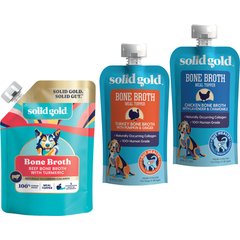 Variety Pack - Solid Gold Turkey Bone Broth with Pumpkin & Ginger Dog Food Topper, Chicken with Lavender & Chamomile & Beef with Turmeric Flavors