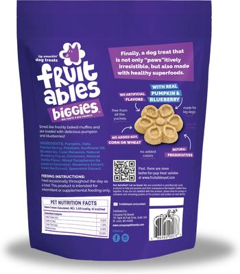 Show full view: Fruitables Biggies with Real Pumpkin & Blueberry Dog Treats, 16-oz bag slide 4 of 11