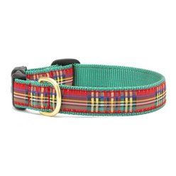 Up Country Christmas Sparkle Plaid Dog Collar, Large Wide: 15 to 21-in neck, 1-in wide
