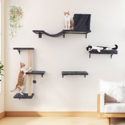 FUKUMARU 4 in 1 Wooden Climbing Cat Wall Shelves Set, Grey