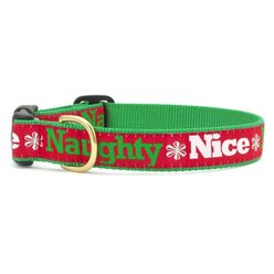 Up Country Christmas Naughty & Nice Dog Collar, Medium Wide: 12 to 18-in neck, 1-in wide