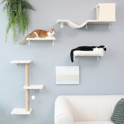 FUKUMARU 4-in-1 Wall Mounted Cat Wall Shelves Set, Tree & Condo, Beige
