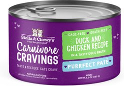 Stella & Chewy's Purrfect Pate Duck & Chicken Flavored Pate Wet Cat Food, 5.2-oz can, case of 24