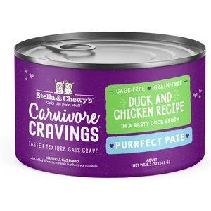 Stella & Chewy's Purrfect Pate Duck & Chicken Flavored Pate Wet Cat Food, 5.2-oz can, case of 24