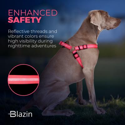 Show full view: Blazin No Pull Nylon Vest Adjustable Reflective Step-In Dog Harness, Hot Pink, Medium: 17.75 to 23.25-in chest slide 3 of 5