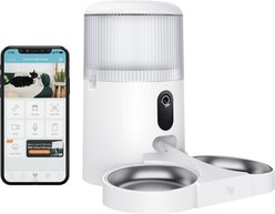 INSTACHEW Purechew Sight Double Smart Automatic Wi-Fi Enabled Pet Feeder with HD Camera, White