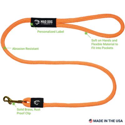 Show full view: Mad Dog Products Premium Rope Dog Leash, Yellow, 6-ft long, 3/8-in wide slide 2 of 5