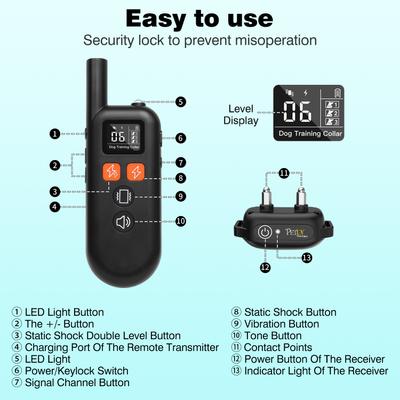 Show full view: PetJoy IPX7 Waterproof Rechargeable Remote Dog Training Collar, 3 count slide 8 of 10