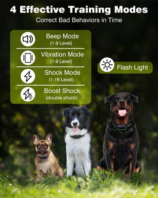 Show full view: PetJoy IPX7 Waterproof Rechargeable Remote Dog Training Collar, 3 count slide 2 of 10