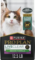 Purina Pro Plan LIVECLEAR Adult Indoor Formula Dry Cat Food, 12.5-lb bag