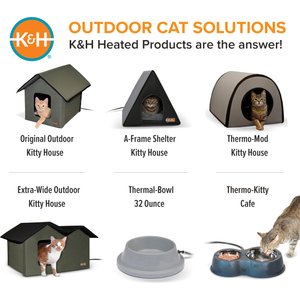 K&H Pet Products Outdoor Heated Kitty House Extra-Wide Cat Shelter, Olive/Black