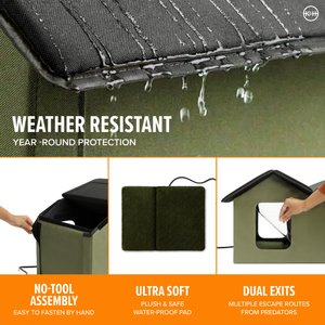 K&H Pet Products Outdoor Heated Kitty House Extra-Wide Cat Shelter, Olive/Black