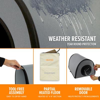 Show full view: K&H Pet Products Thermo Mod Cat Shelter Weatherproof Outdoor Heated Cat House, Gray slide 3 of 11