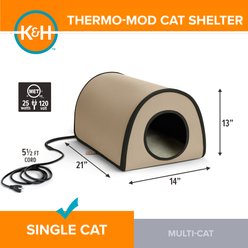 K&H Pet Products Thermo Mod Cat Shelter Weatherproof Outdoor Heated Cat House, Tan slide 2 of 9