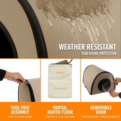 Show full view: K&H Pet Products Thermo Mod Cat Shelter Weatherproof Outdoor Heated Cat House, Tan slide 4 of 12