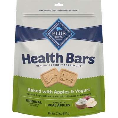 Blue Buffalo Blue Buffalo Health Bars Oven-Baked with Natural Ingredients Apples & Yogurt Biscuit Dog Crunchy Treats, 2-lb bag