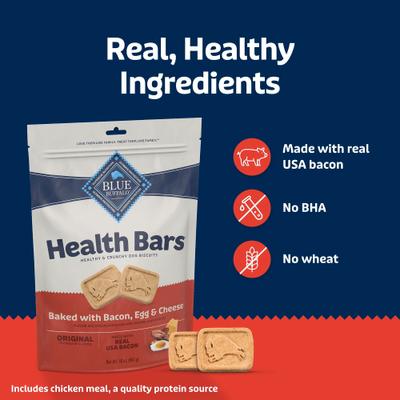 Show full view: Blue Buffalo Health Bars Baked with Bacon, Egg & Cheese Dog Treats, 1-lb bag slide 7 of 12