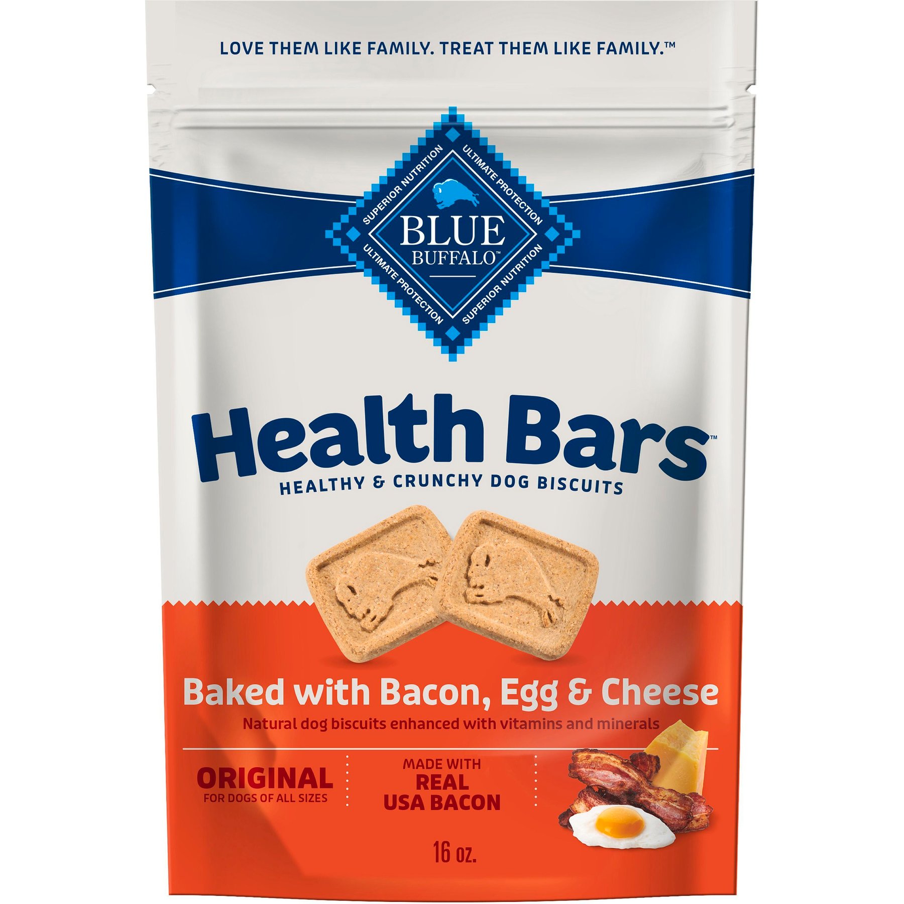 Blue Buffalo Health Bars Baked Bacon, Egg & Cheese Dog Treats, 16-oz