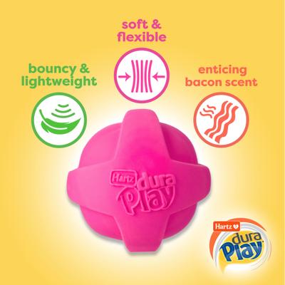 Hartz Dura Play Ball Squeaky Latex Dog Toy, Color Varies