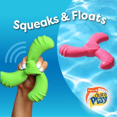 Show full view: Hartz Dura Play Boomerang Bacon Scented Squeaky Latex Dog Toy, Color Varies, 1 count slide 6 of 11