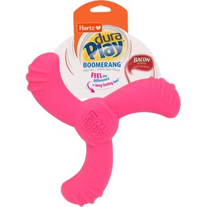 Hartz Dura Play Boomerang Bacon Scented Squeaky Latex Dog Toy, Color Varies, 1 count