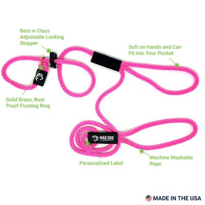 Show full view: Mad Dog Products Urban Signature Rope Polypropylene Slip Lead Dog Leash, Pink, 6-ft long, 3/8-in wide slide 2 of 6