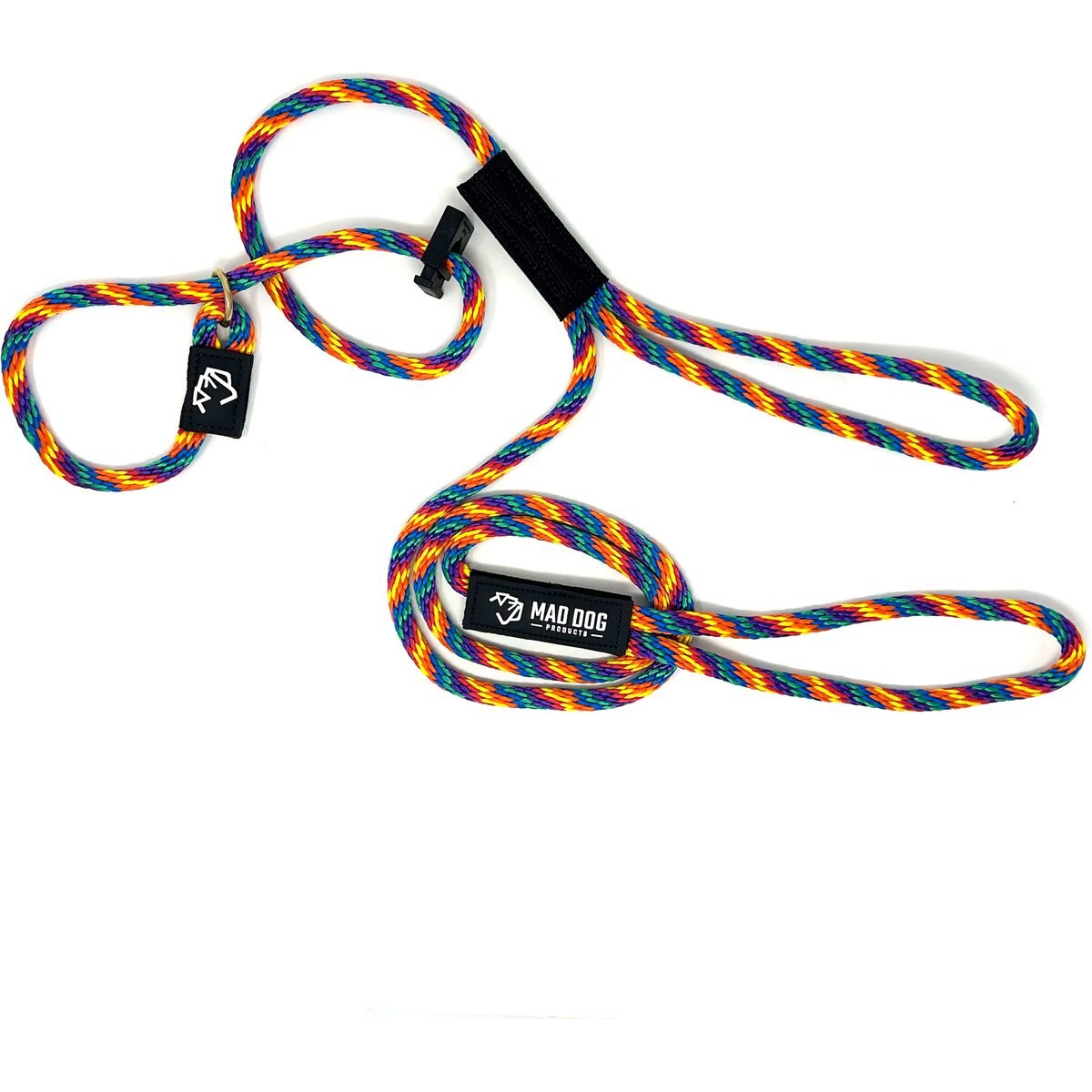 Mad Dog Products Urban Signature Rope Polypropylene Slip Lead Dog Leash, Rainbow, 6-ft long, 1/2-in wide