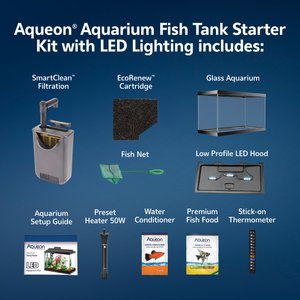 Aqueon Smart Clean Filtration LED Fish Aquarium Starter Kit, 10-gal