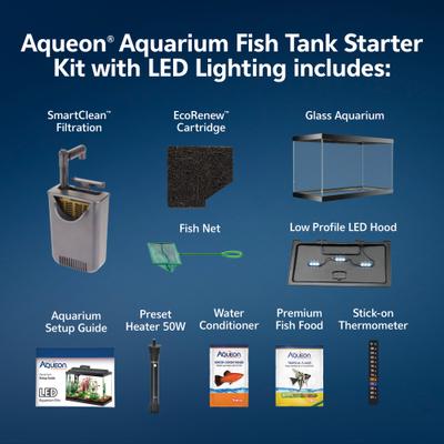 Show full view: Aqueon Smart Clean Filtration LED Fish Aquarium Starter Kit, 10-gal slide 3 of 11
