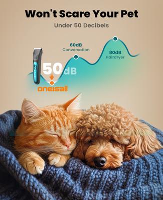 Show full view: OneIsAll Rechargeable Cordless Electric Trimmer FC10 Silent Dog Grooming Clippers slide 6 of 10