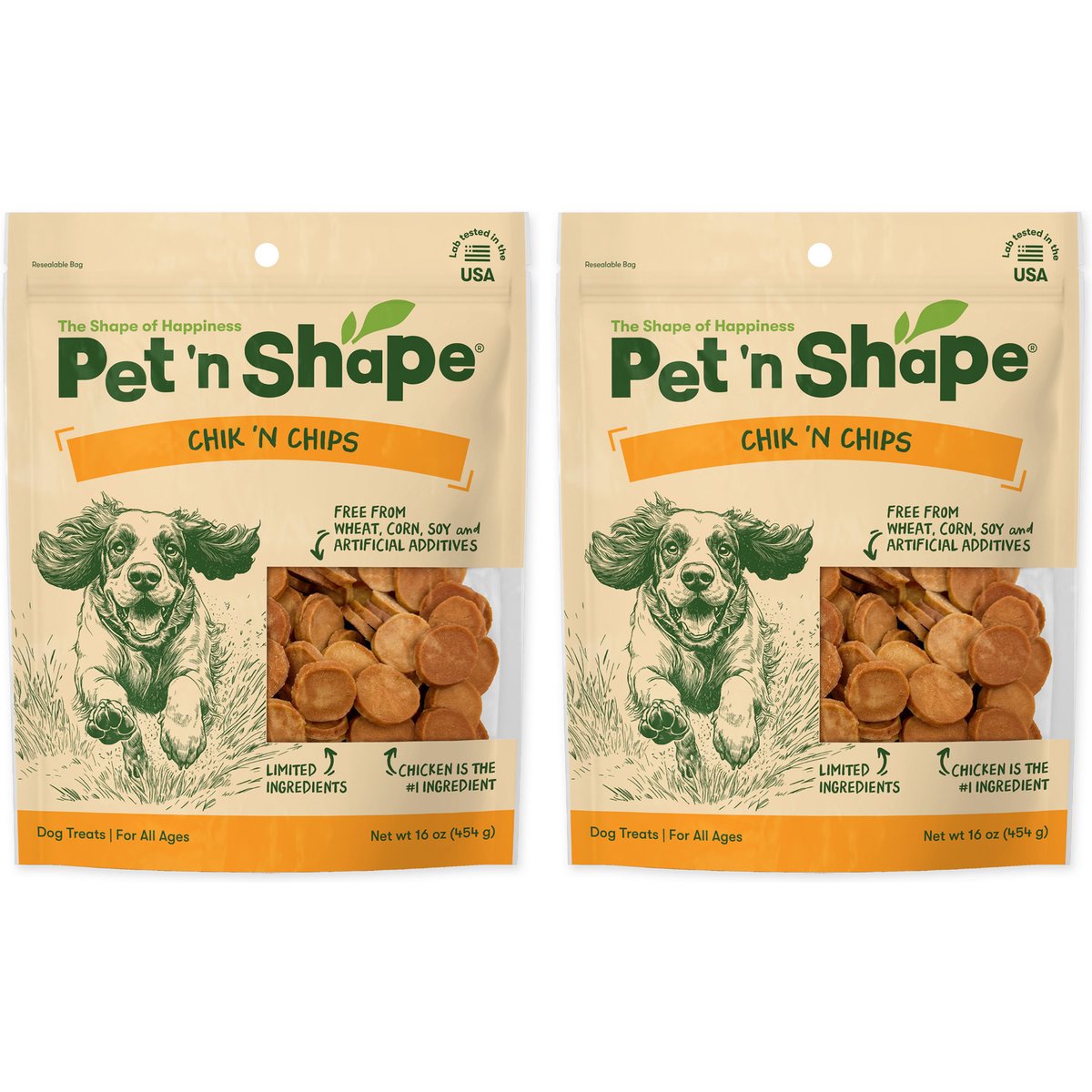 Pet 'n Shape Chik 'n Chips Grain-Free Jerky Dog Treats, 1-lb bag, bundle of 2