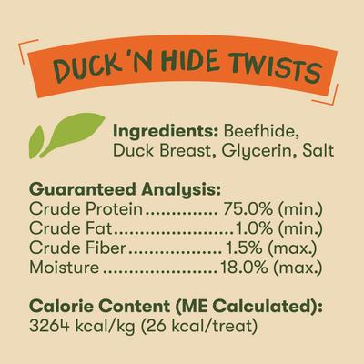 Show full view: Pet 'n Shape All-Natural Duck Hide Twists Dog Treats, 16-oz bag slide 6 of 10