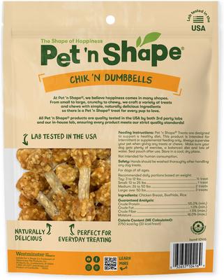 Show full view: Pet 'n Shape Grain-Free Chik 'n Dumbbells Dog Treats, 1-lb bag slide 4 of 11