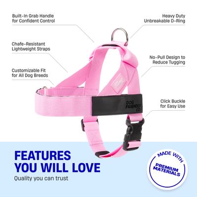 Show full view: Dog Friendly Co. Adjustable Neck & Chest Chafe Resistant Dog Harness, Pink, Large slide 4 of 9