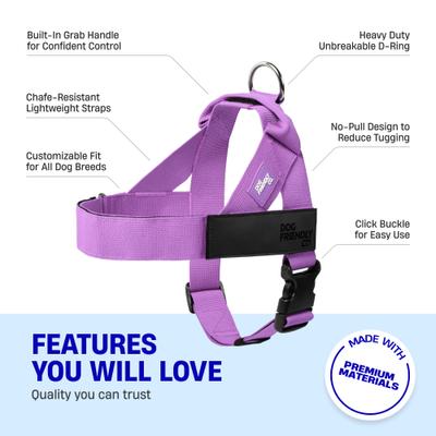 Show full view: Dog Friendly Co. Adjustable Neck & Chest Chafe Resistant Dog Harness, Purple, Medium slide 4 of 9