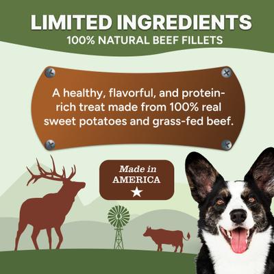 Show full view: Gaines Family Farmstead Beef & Sweet Potato Fillets High Protein Grain-Free Dog Treats, 8-oz bag slide 3 of 7