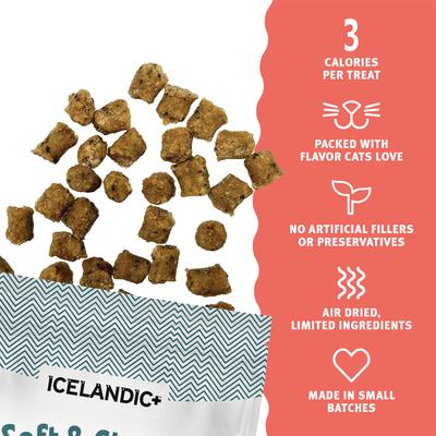 Show full view: Icelandic+ Salmon & Cranberry Bites Soft & Chewy Cat Treats, 1.8-oz bag slide 4 of 8