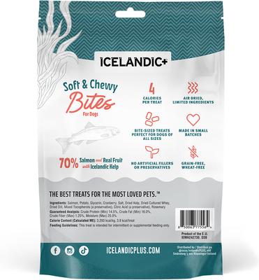 Show full view: Icelandic+ Salmon & Cranberry Bites Soft & Chewy Dog Treats, 2.8-oz bag slide 8 of 8