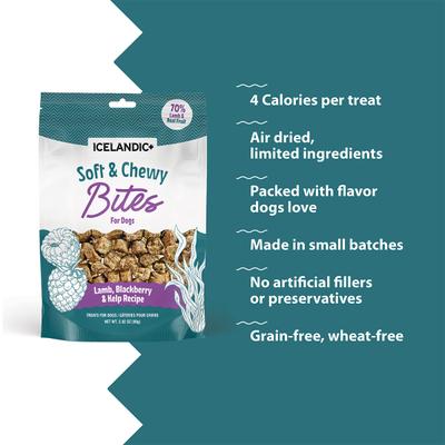 Show full view: Icelandic+ Lamb & Blackberry Bites Soft & Chewy Dog Treats, 2.8-oz bag slide 5 of 8