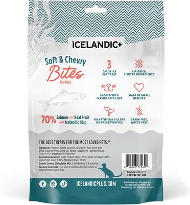 Show full view: Icelandic+ Salmon & Cranberry Bites Soft & Chewy Cat Treats, 1.8-oz bag slide 8 of 8